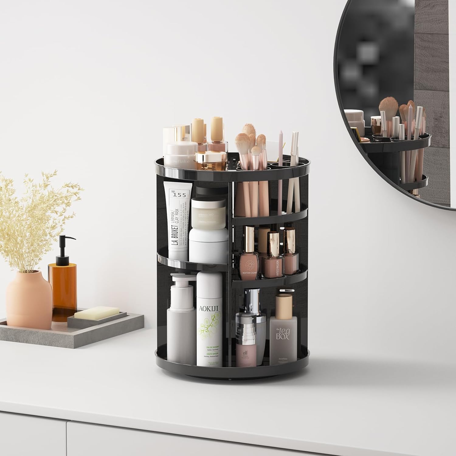 Rotating Makeup Organizer, Adjustable Layers Spinning Organizer, Cosmetic Display Case, Multi-Function Storage Carousel, Makeup Organizer, Makeup Holder, Makeup Stand Rotating Makeup Organizer, Adjustable Layers Spinning Organizer, Cosmetic Display Case, Multi-Function Storage Carousel, Makeup Organizer, Makeup Holder, Makeup Stand